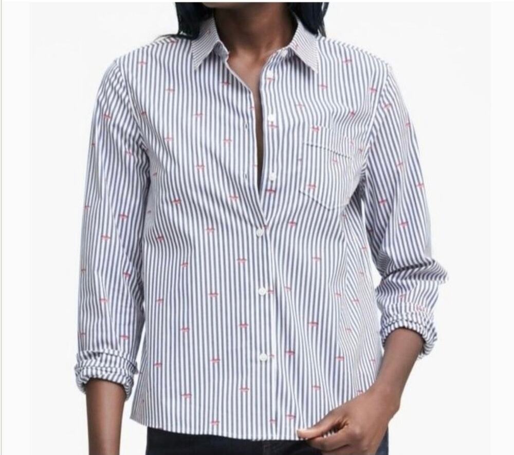 Banana Republic Quinn Boy Lip Print Striped Shirt  Sz XS